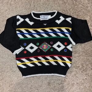 Kids Black Patterned Sweater